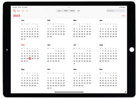 Example of Calendar app 