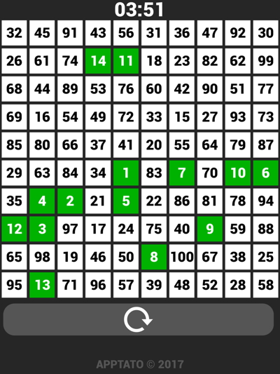 screenshot fro 1 - 100 Number Challenge app