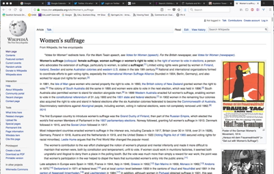 Wikipedia page in standard view