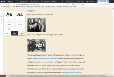 Wikipedia page in reader view