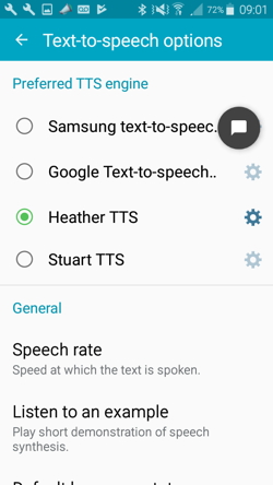 Choosing Text to Speech Options
