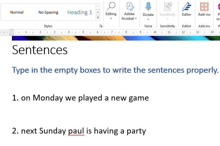 Create some questions in Word