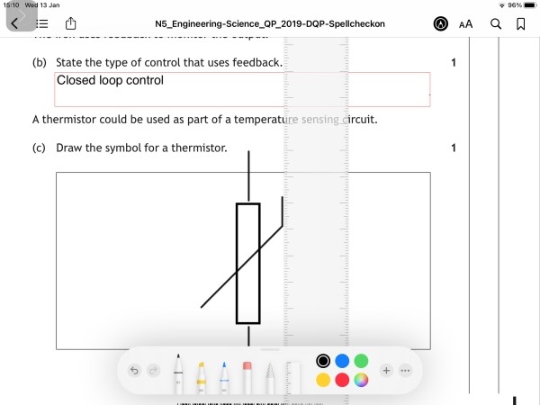 screen shot of a digital exam paper