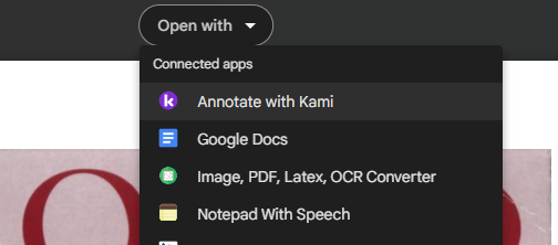 Open with in Google drive 