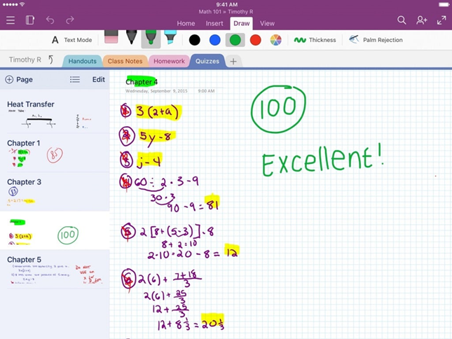 screen shot of OneNote