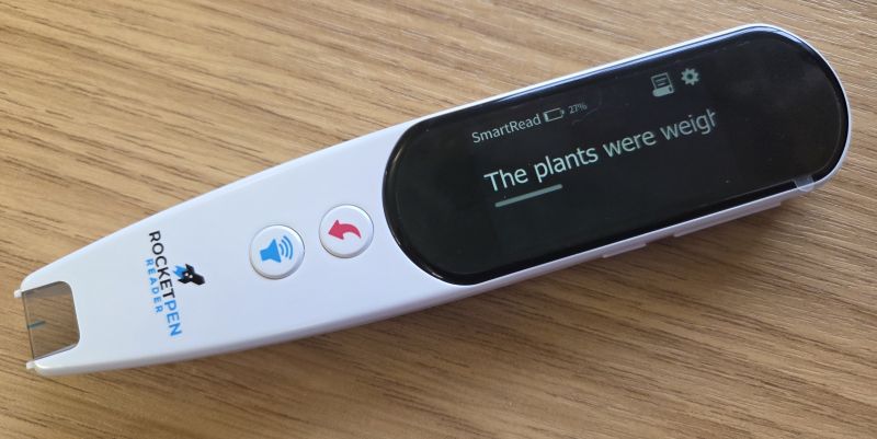 RocketPen Reader showing reading screen