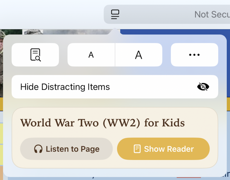 The tools in Safari Reader 