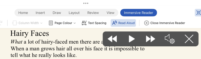 Immersive Reader in the Word app 