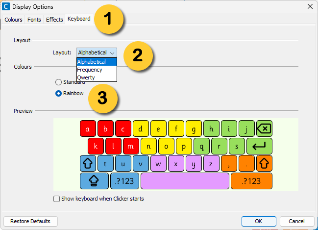 Keyboard options 