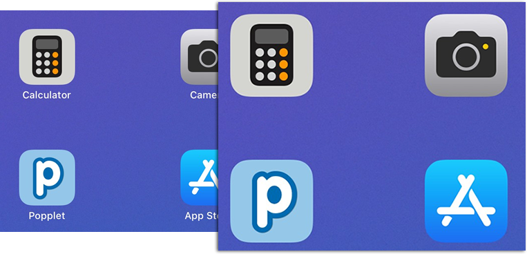 Large and small icons