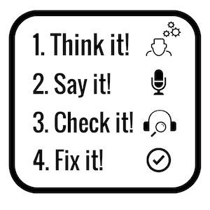 Four step process: 1 - Think It! 2 - Say It! 3 - Check It! 4 - Fix it!