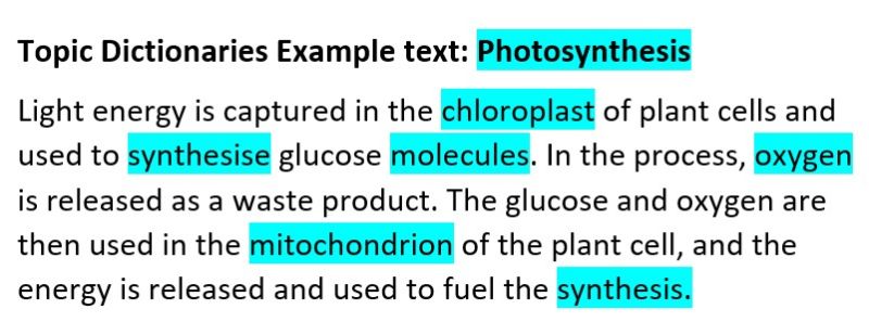 Photosynesis example 