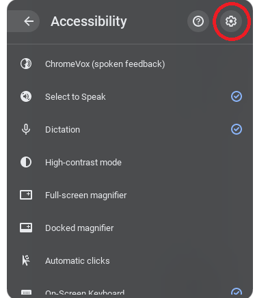 Accessibility settings