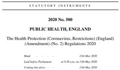 Screen shot of Coronovirus legislation PDF