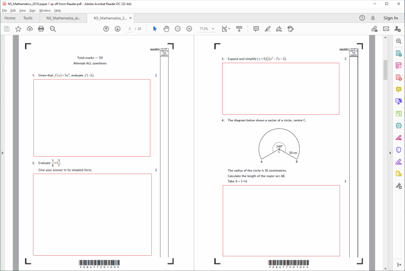 screen shot of pages printed with Adobe Reader