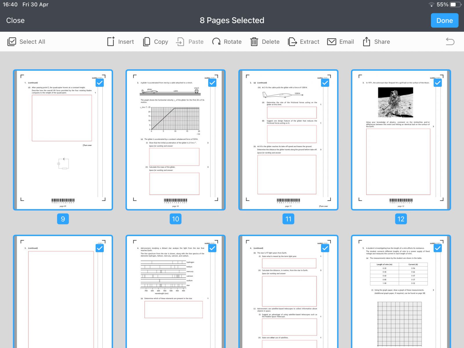 Screenshot showing how pages can be extracted with PDF Expert.