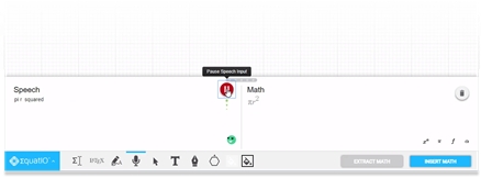 screen shot of Equatio equation editor