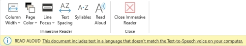 screen shot showing a language error message