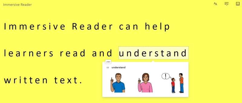 screen shot of Immersive Reader