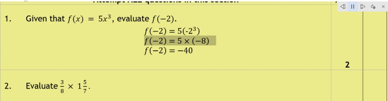 screen shot showing Immersive Reader reading a maths expresssion