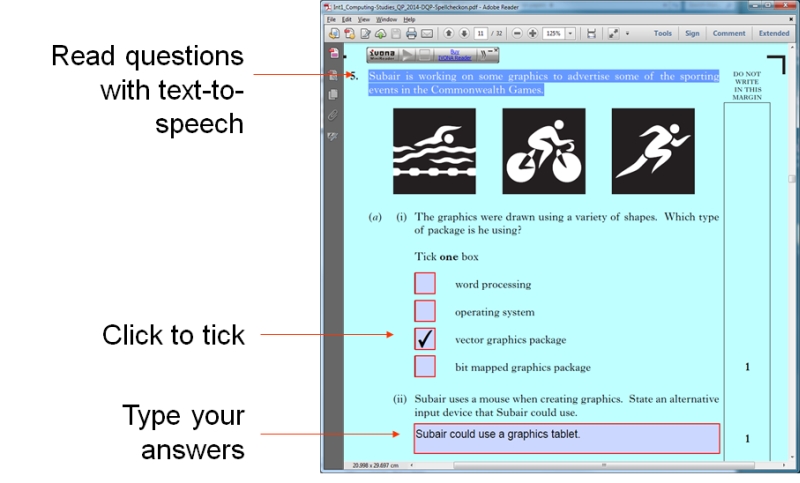 screen shot showing a digital paper and text reader