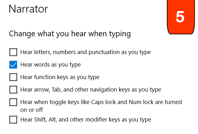 Change what you can hear when typing 