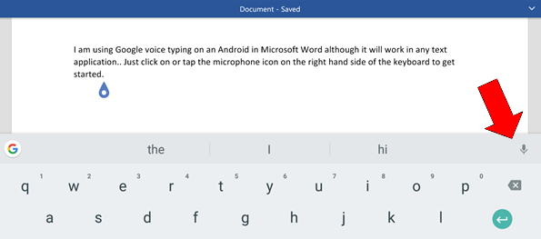 Google voice typing with text