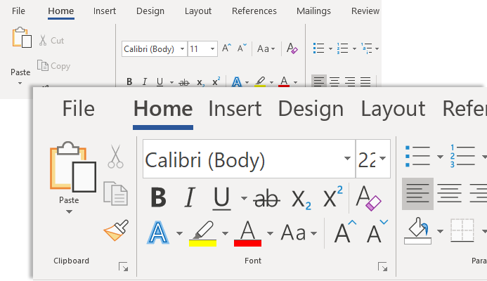 Make text bigger in Word example