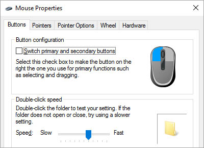 Mouse settings in windows