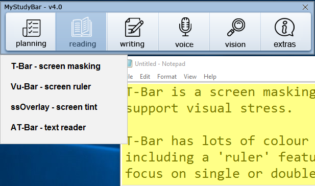 screen shot of t-bar screen masking